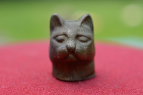 Vintage solid brass cat head - vintage,