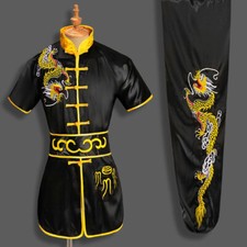 Dragon Embroidery Silk Kung Fu Tai Chi Uniform Martial Arts Suit Outfit Clothes