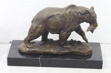 Bear with Salmon - Bronze