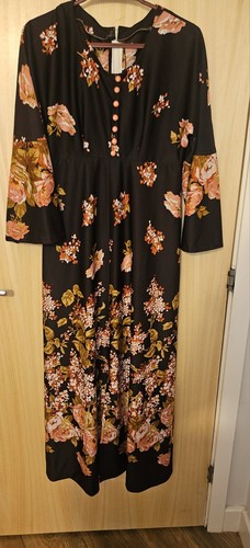Brown floral maxi vintage - , 70s