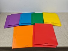 Amazon Basics Plastic 2 Pocket Folders with 3 Hole Punch, Pack of 12, Assorted