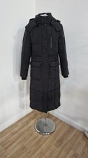Superdry Duvet Coat Size 8/10 Black Padded Winter Long Quilted Coat Jacket READ