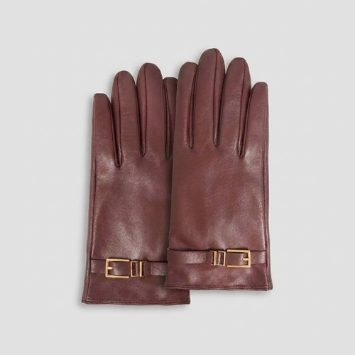 Womens leather gloves - womens, burgundy