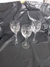 3X Stuart Crystal Cascade Fuchsia Wine Glasses.