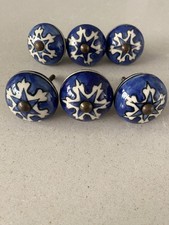 6 Anthropologie Hand Painted Ceramic Cupboard Door Knobs - handles - Zara Home