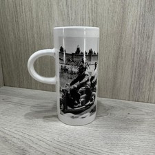 Latte Mug Cup Tall Cylindrical C-Shaped Handle Black & White Scooters Vespa Mod