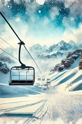 Snow mountain ski - snow, poster