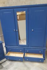 HANDMADE BLUE AYLESBURY 4 DRAWER TRIPLE (SILVER HANDLES) WARDROBE