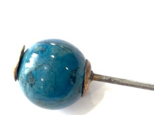Antique Vintage Hat pin Blue Agate Stone Top 7.25” Long