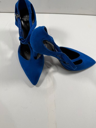 Blue strappy pointed court - m&s,
