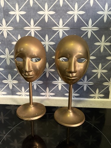 Vintage brass theatre mask - brass,