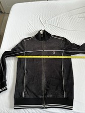 Filà Vintage White Line Tusk Terrinda Track Top Black Medium Velour Retro Rare