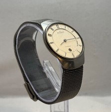 Skagen Titanium Watch Women White Dial Gray Tone Date Round Mesh Band New Batt
