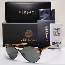 Versace Sunglasses Gold Diamante Medusa Grey Unisex MOD VE 2161-B 1002/87