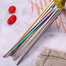 304 Stainless Steel Chopsticks, Polished Reusable Chopsticks, Metal Square