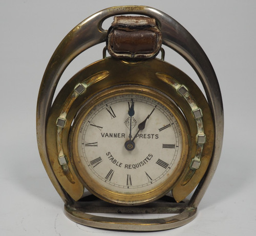 Brass horse shoe clock british - shoe,