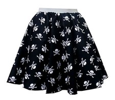Pirate Skull skirt Bones Circle skirt with net underskirt Skater