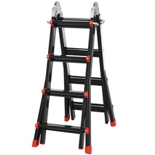 HOMCOM 4M Aluminium Duo Ladder Telescopic Herringbone Multi-Purpose DIY Non-Slip