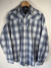 Stetson Shirt Mens XL Blue Check Pearl Snap Western Cowboy