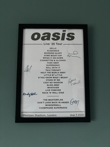 Oasis setlist poster reunion - setlist,