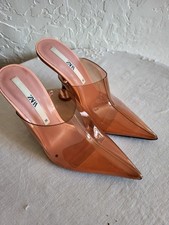 ZARA Vinyl Heel Mules Pointed