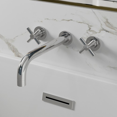 Wall mounted bath - wall, mixer