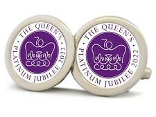 THE QUEENS PLATINUM JUBILEE 2022 SILVER POLISHED FINISH CUFFLINKS NEW