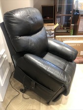 Restwell Rise & Recline Black Vinyl Leather Armchair, In Really Good Condition 