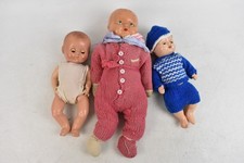 X3 Vintage Dolls Rosebud Roddy Plastic Closing Eyes Hand Knit Outfit - Damaged 