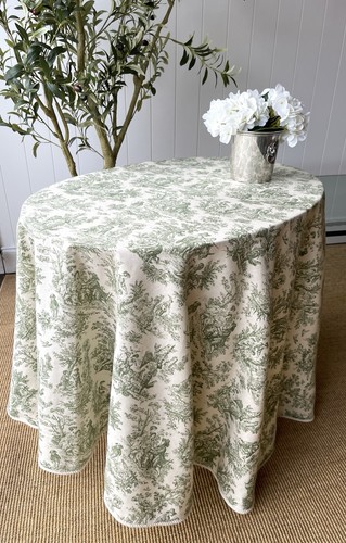Green toile french country - green,
