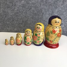 Vintage Set of 6 Wooden Russian Nesting Dolls Matryoshkas 6” Inches Tall