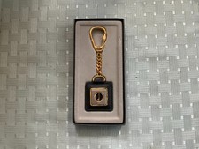 Dunhill Logo Key Chain Keyring Square Unused Metal in Original Box