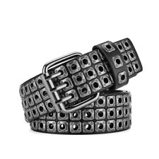 Gothic Studded Belt Rock Rivet Buckle Waistband Men Genuine Leather Belt Punk