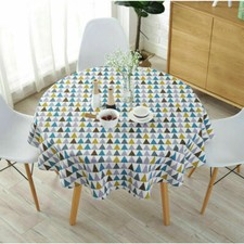 Cotton Linen Printed Fabric Tablecloth Round Garden Dining Table Cover Cloth
