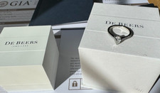 De Beers .94 Carat Pear Cut Diamond engagement ring in Platinum with documents