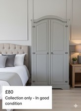 Corona Furniture P301-GREY 2 Door Freestanding Wardrobe - Grey