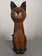 Large Wooden Cat Ornament 38cm