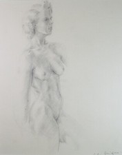 Original Pencil Drawing, 'Female Nude Life Study ', circa 1940's, Celia Fairfax