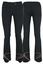 GOOD QUALITY BLACK BOOTCUT STRETCH SCHOOL WORK TROUSERS uk6-16 in 3 LEG LENGTHS.