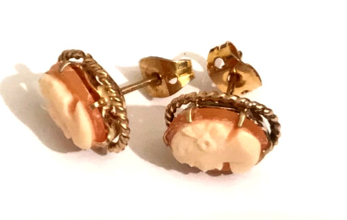 9ct gold cameo earrings - 9ct,