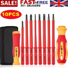 10 Piece VDE Insulated Electrician Interchangeable Head Screwdriver Set & Pouch