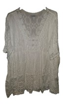 Gorgeous White Lace, Embroidered Boho Top Size 16-20 New Without Tags Unworn