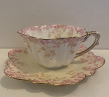 The Foley Shelley China Pink Trailing Ivy Small Scalloped  Cup Saucer Wileman