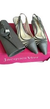Jacques Vert Grey Line Green Shoes Size 39 + Bag + Fascinator Ec Away 2.9
