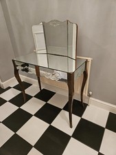 1920s Mirrored Dressing Table Venetian Tryptic Mirror Etched Paris Chic Antique