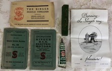 Vintage Singer Sewing Machine Instruction Booklets x 4, 1920's, plus Lubricant