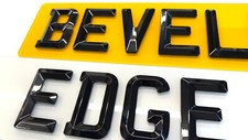 4D Gloss Black RETRO Bevelled Edge FRONT & REAR Show Plates - Assembled