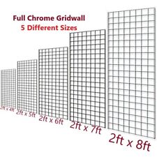 NEW CHROME HEAVY DUTY GRID WALL MESH DISPLAY PANEL RETAIL SHOP DISPLAY IN 5 SIZE