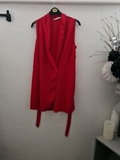 Ladies Red Top With Belt Size 14