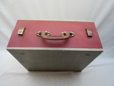 Vintage retro red & grey Portogram wooden portable record player case box